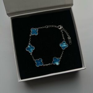 Elegant Blue Flower Charm Bracelet